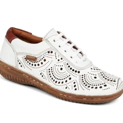 Loretta Leather Embellished Shoes - White