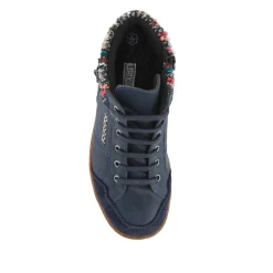 Loretta Leather Knitted Cuff Chukka Boots - Navy