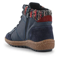 Loretta Leather Knitted Cuff Chukka Boots - Navy