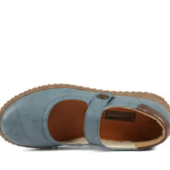 Loretta Leather Mary Janes - Denim