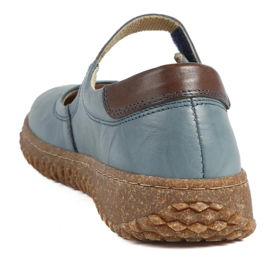 Loretta Leather Mary Janes - Denim