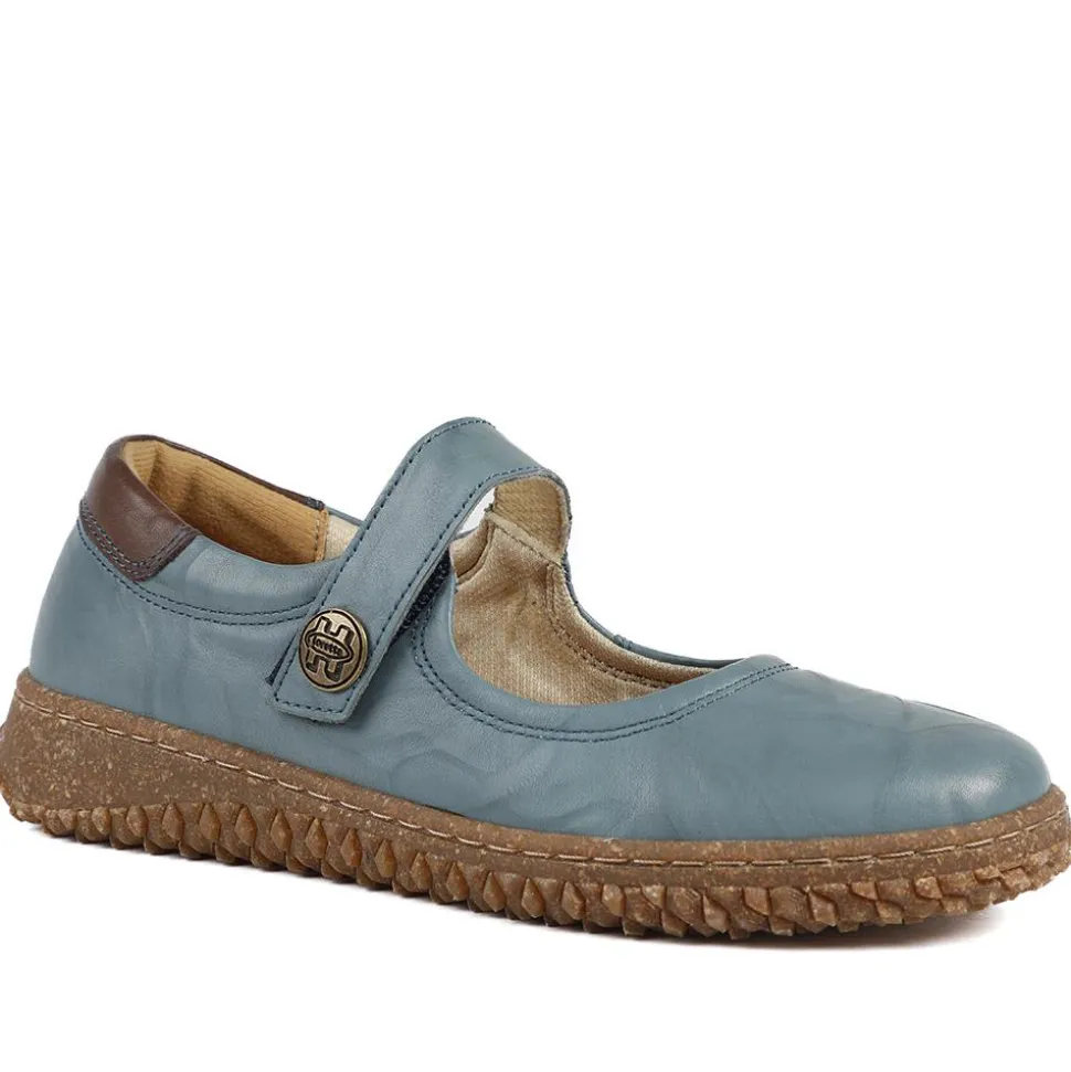 Loretta Leather Mary Janes - Denim