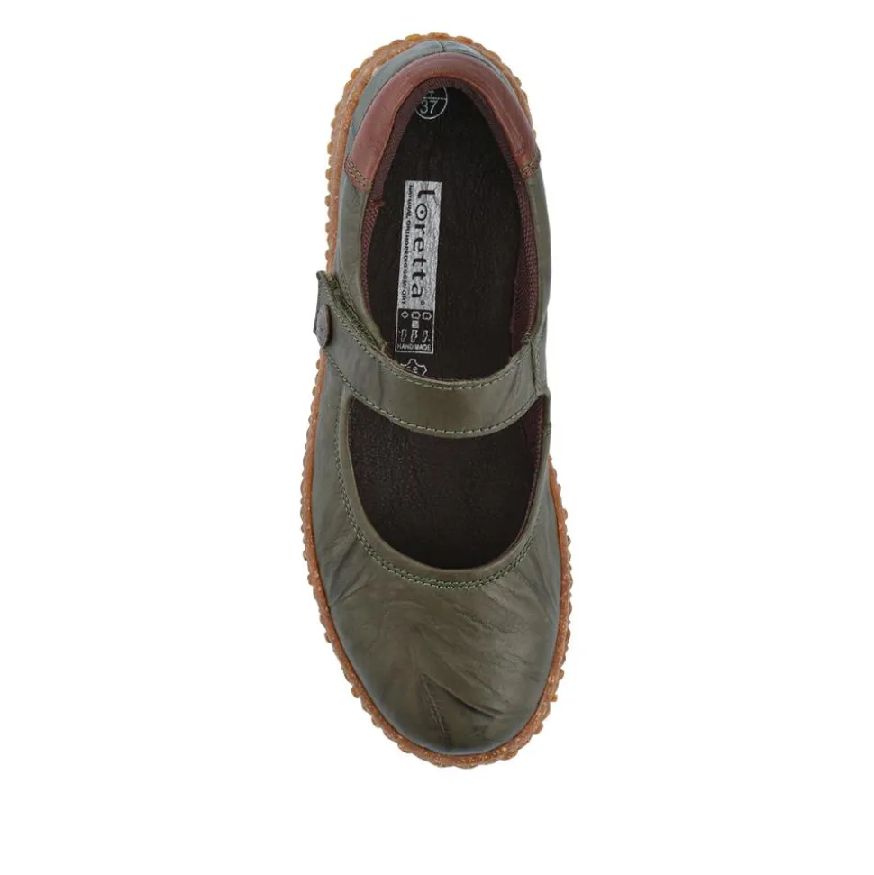 Loretta Leather Mary Janes - Khaki