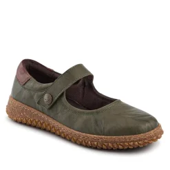 Loretta Leather Mary Janes - Khaki