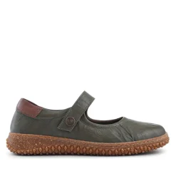 Loretta Leather Mary Janes - Khaki