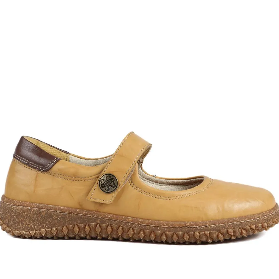 Loretta Leather Mary Janes - Mustard