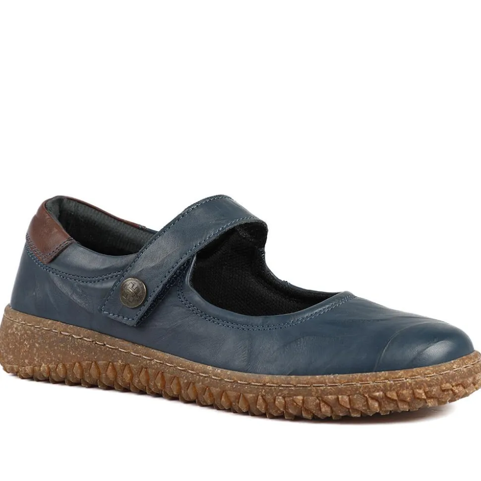 Loretta Leather Mary Janes - Navy