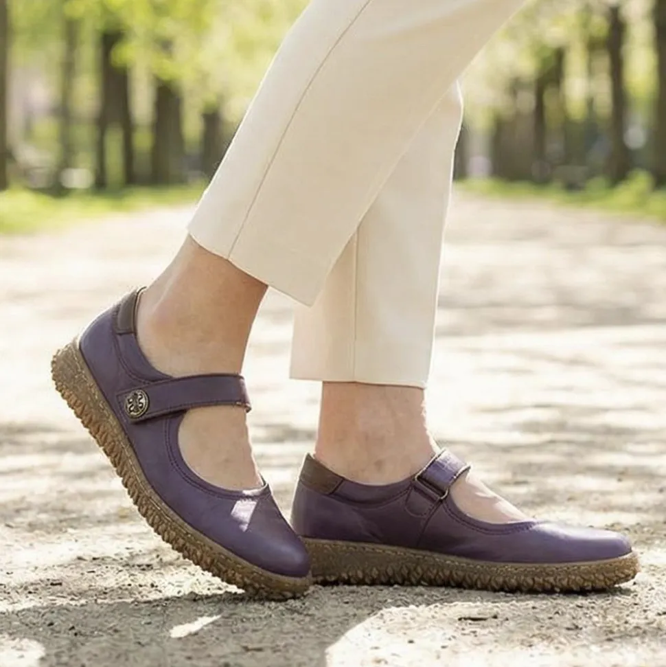 Loretta Leather Mary Janes - Purple