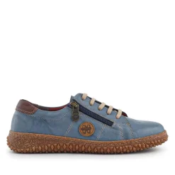 Loretta Leather Trainers - Denim