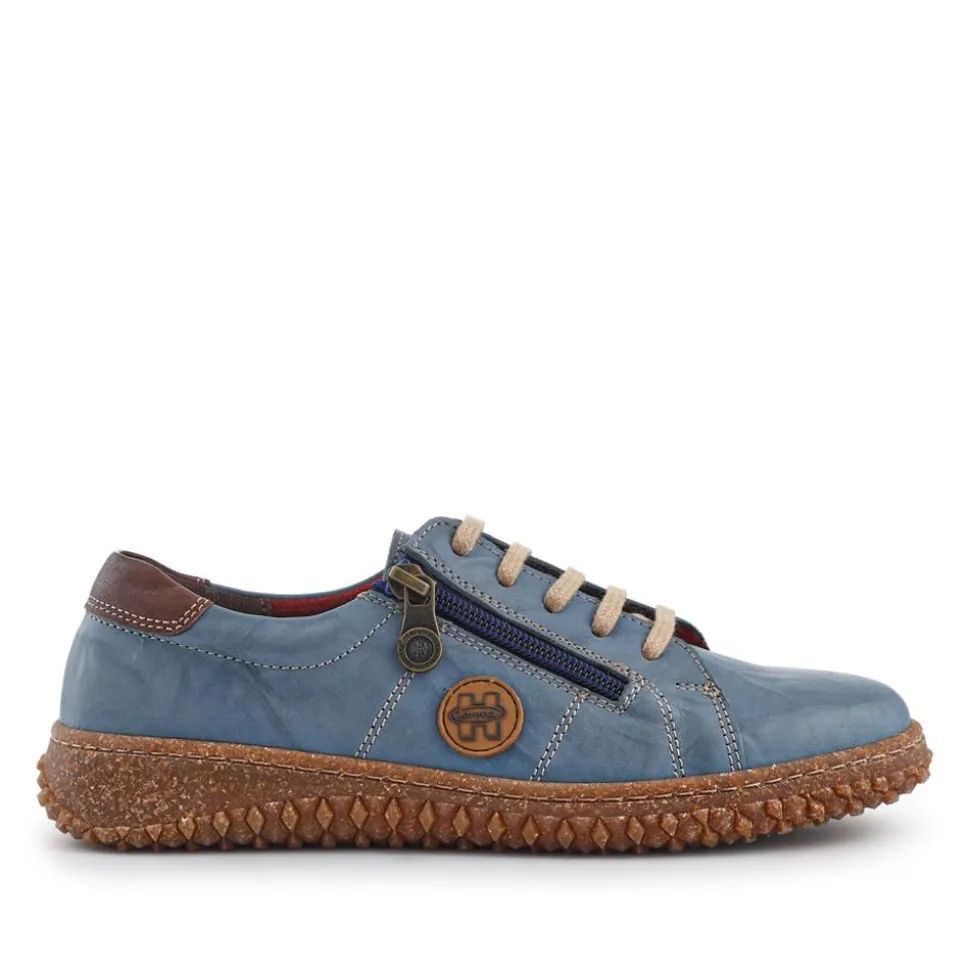 Loretta Leather Trainers - Denim