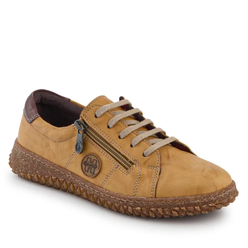 Loretta Leather Trainers - Mustard