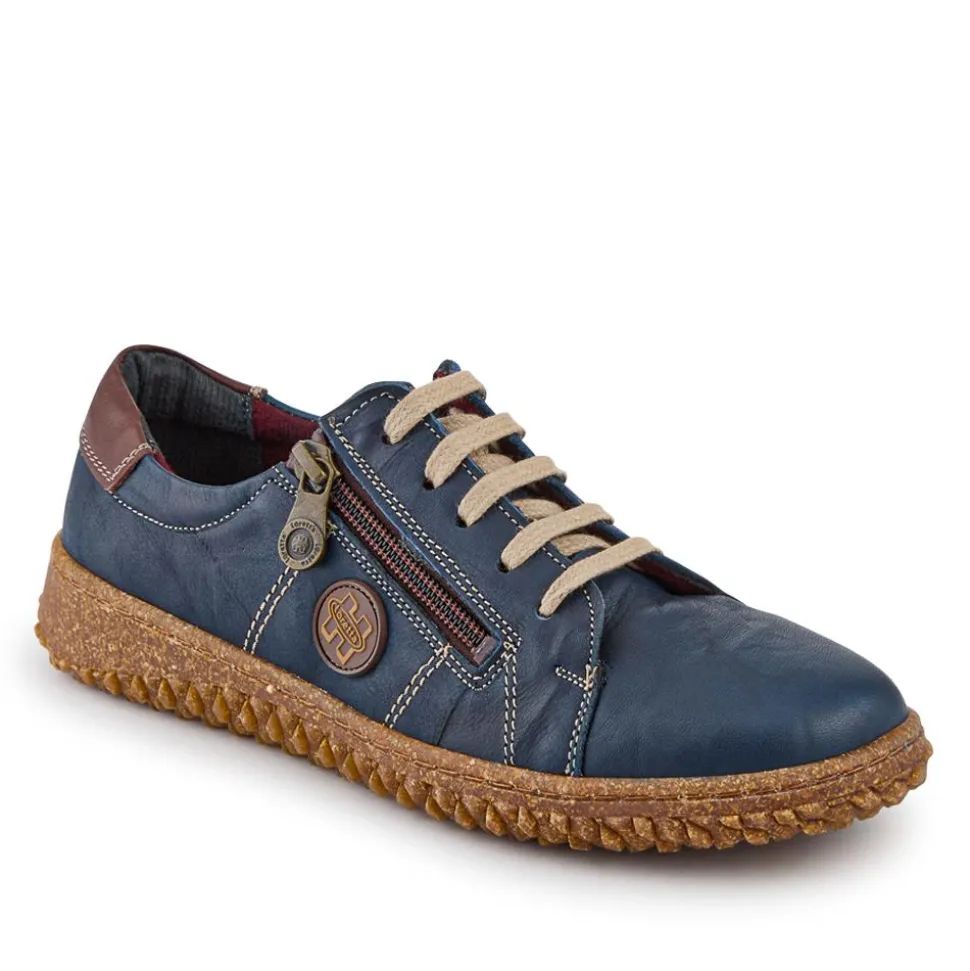 Loretta Leather Trainers - Navy
