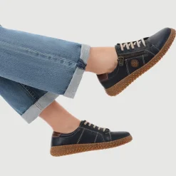 Loretta Leather Trainers - Navy