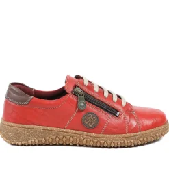 Loretta Leather Trainers - Red