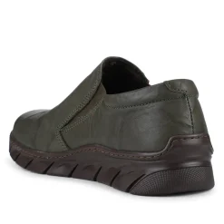 Loretta Slip On Leather Shoes - Khaki