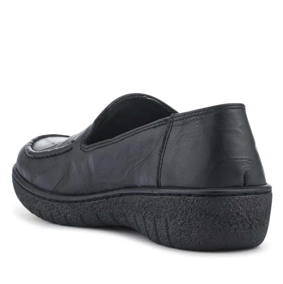 Loretta Smart Leather Loafers - Black