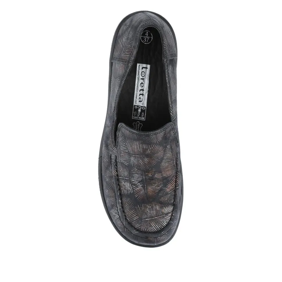 Loretta Smart Leather Loafers - Black-Metallic Print