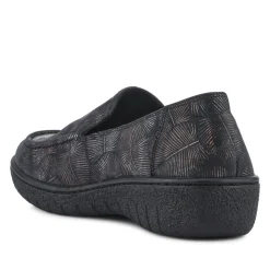 Loretta Smart Leather Loafers - Black-Metallic Print