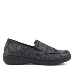 Loretta Smart Leather Loafers - Black-Metallic Print
