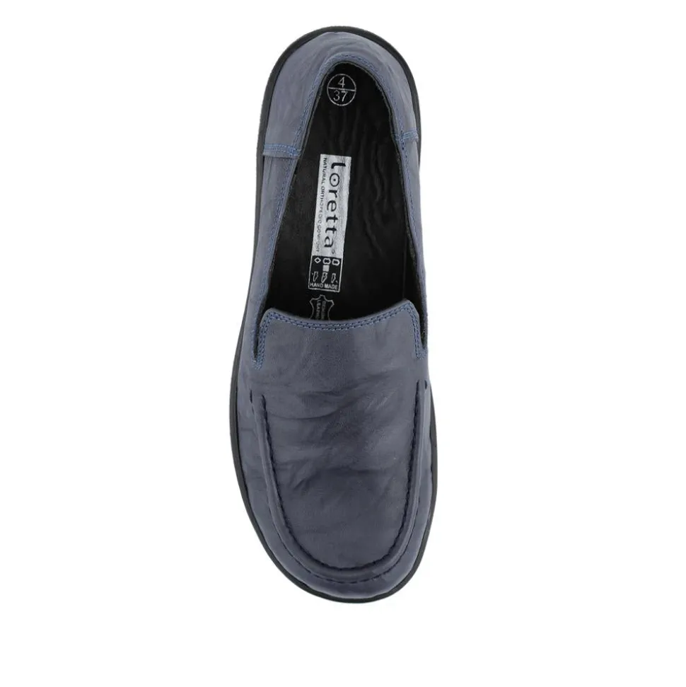 Loretta Smart Leather Loafers - Navy
