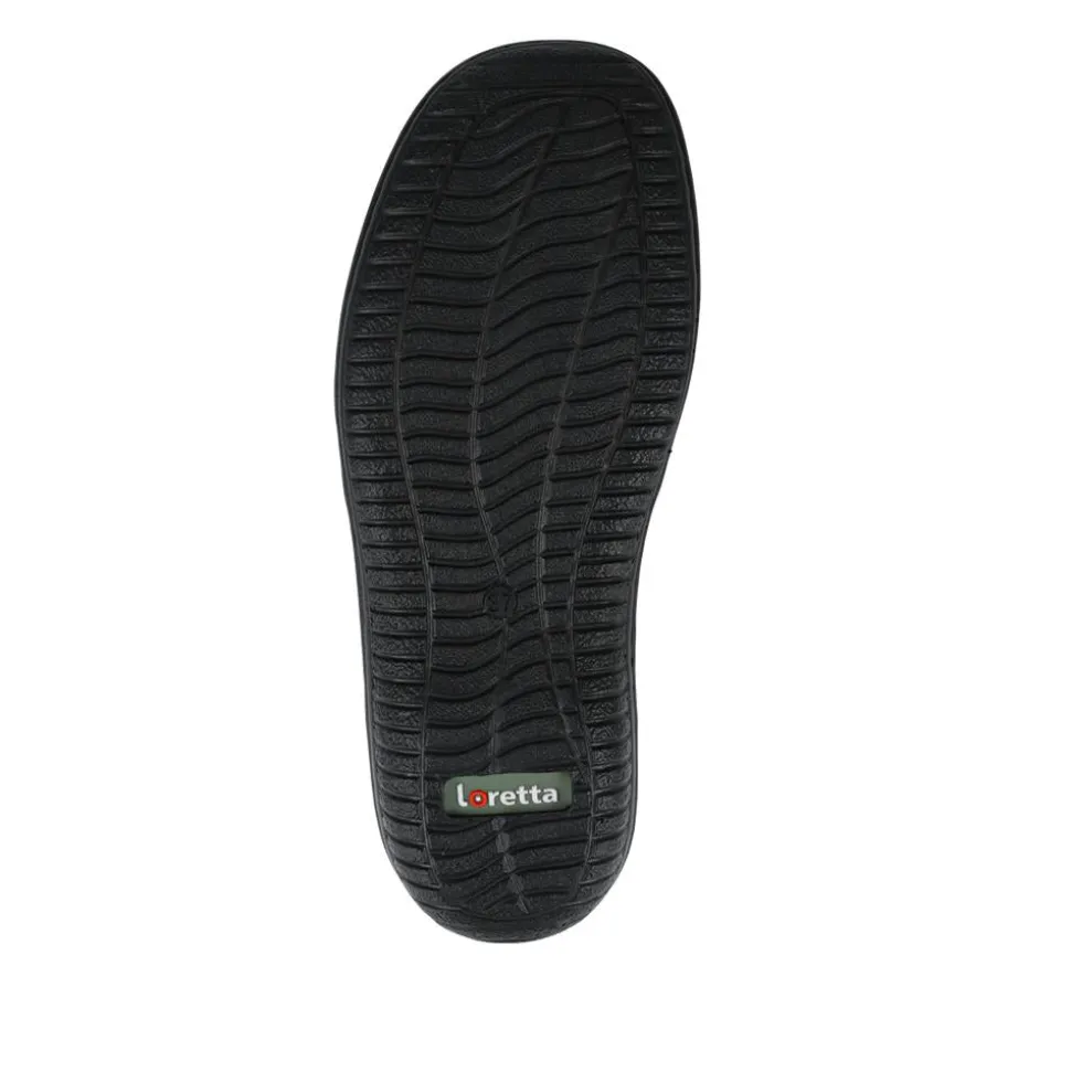 Loretta Wide Fit Leather Handmade Slip-Ons - Black