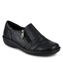 Loretta Wide Fit Leather Handmade Slip-Ons - Black