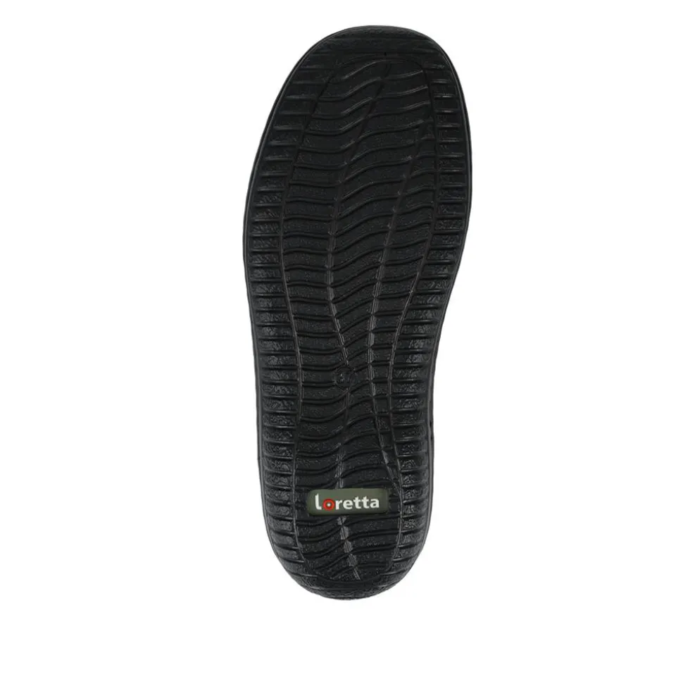 Loretta Wide Fit Leather Handmade Slip-Ons - Black