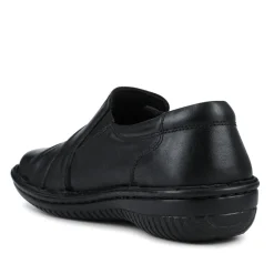 Loretta Wide Fit Leather Handmade Slip-Ons - Black
