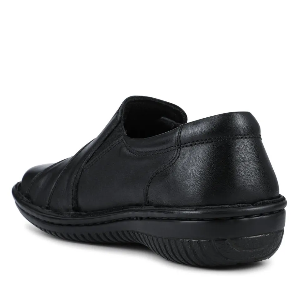 Loretta Wide Fit Leather Handmade Slip-Ons - Black