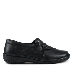 Loretta Wide Fit Leather Handmade Slip-Ons - Black