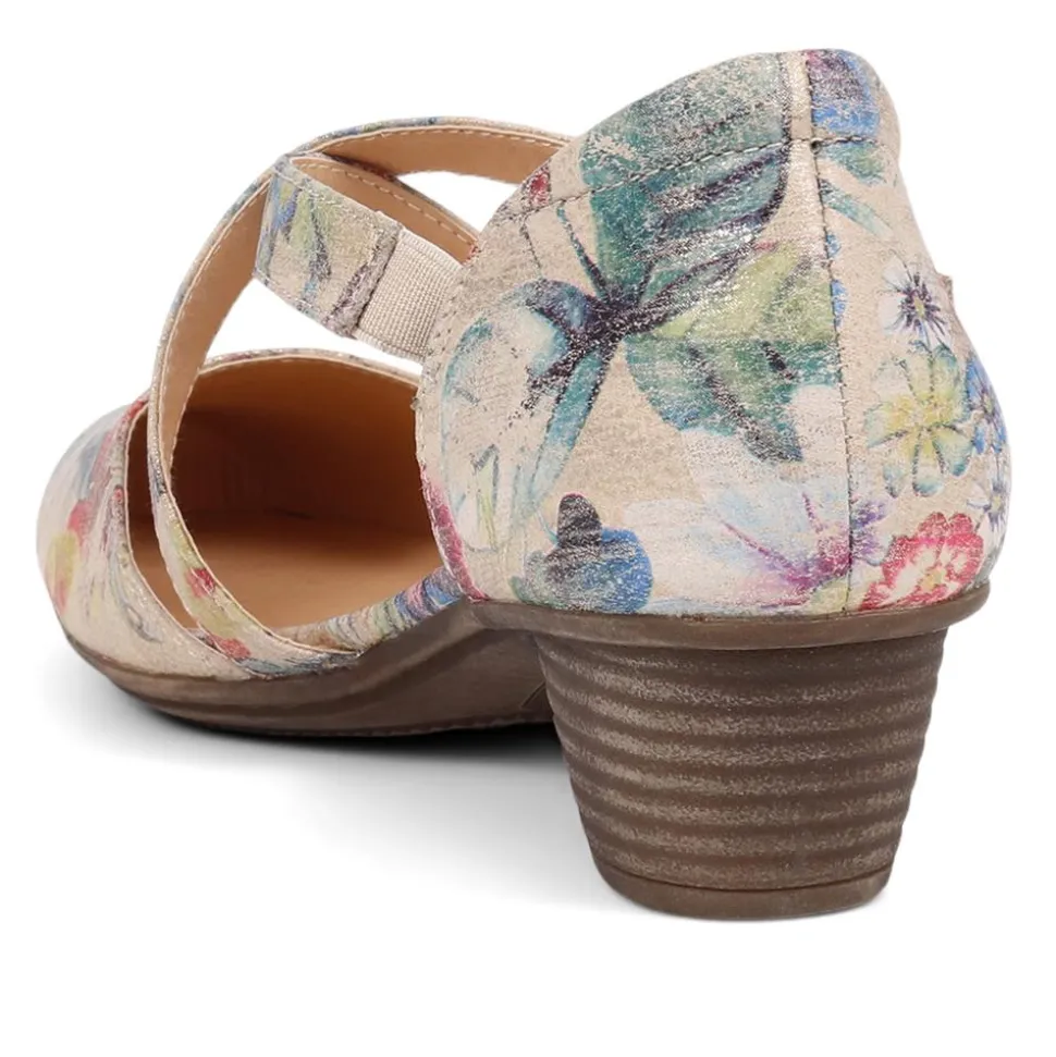 Low-Heeled Court Shoes - Floral
