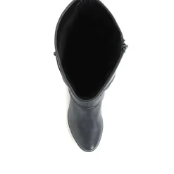 Low Heeled Slouch Boots - Navy