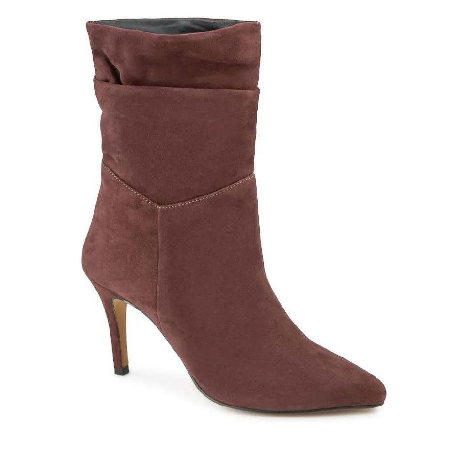 Luisa Leather Stiletto Heel Boots - Burgundy Suede