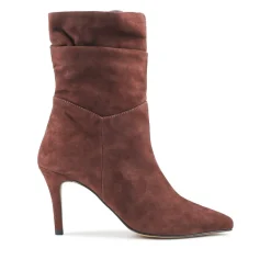 Luisa Leather Stiletto Heel Boots - Burgundy Suede