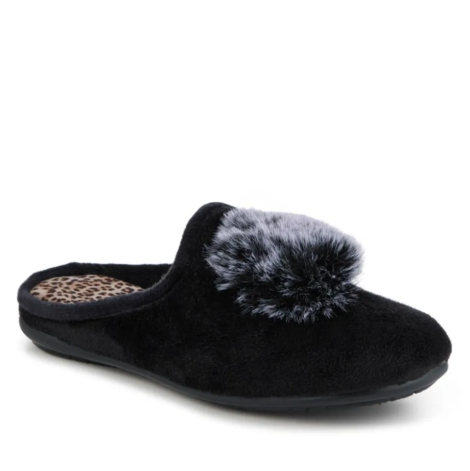 Luxury PomPom Slippers - Black