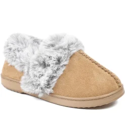 Luxury Velour Cushioned Slippers - Chestnut