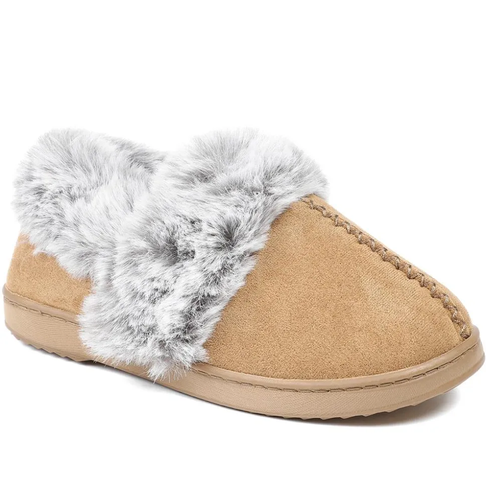 Luxury Velour Cushioned Slippers - Chestnut