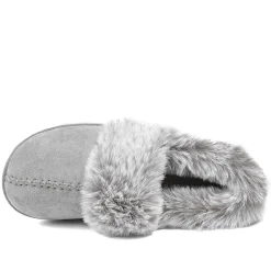 Luxury Velour Cushioned Slippers - Grey