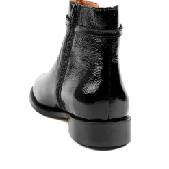Madina Leather Elasticated Ankle Boots - Black Patent