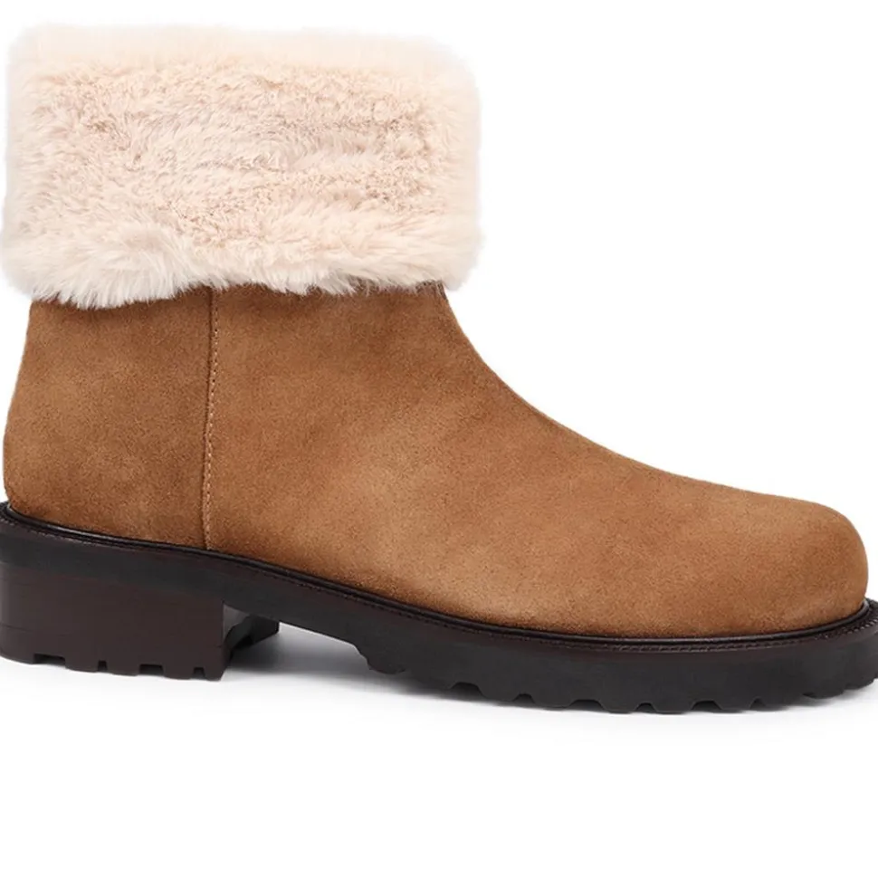 Manda Leather Ankle Boots - Tan