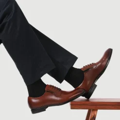 Manson Wide Fit Wax-Finished Leather Oxfords - Cognac