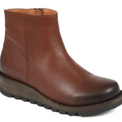 Mariane Leather Wedge Ankle Boots - Brown