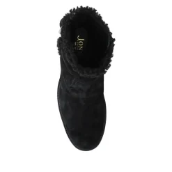 Mavis Leather Buckled Ankle Boots - Black Suede