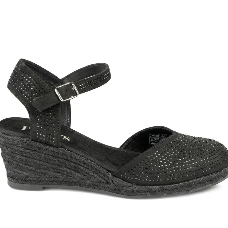 Memory Foam Buckled Espadrilles - Black