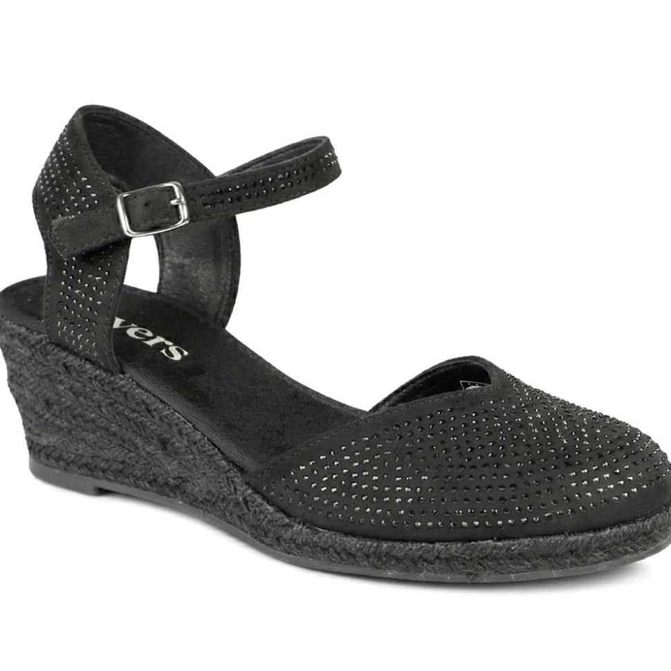 Memory Foam Buckled Espadrilles - Black