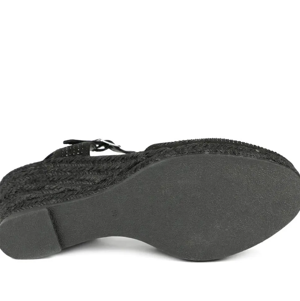 Memory Foam Buckled Espadrilles - Black