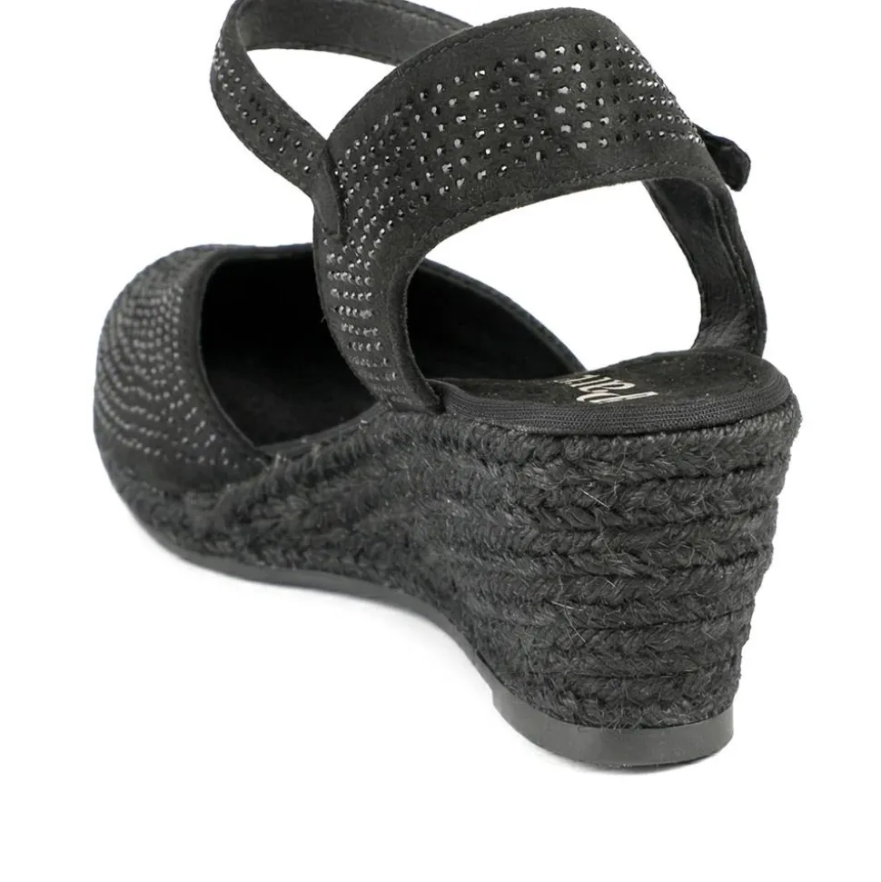 Memory Foam Buckled Espadrilles - Black