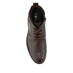 Memory Foam Lace Up Boots With Zip Fastening - Brown