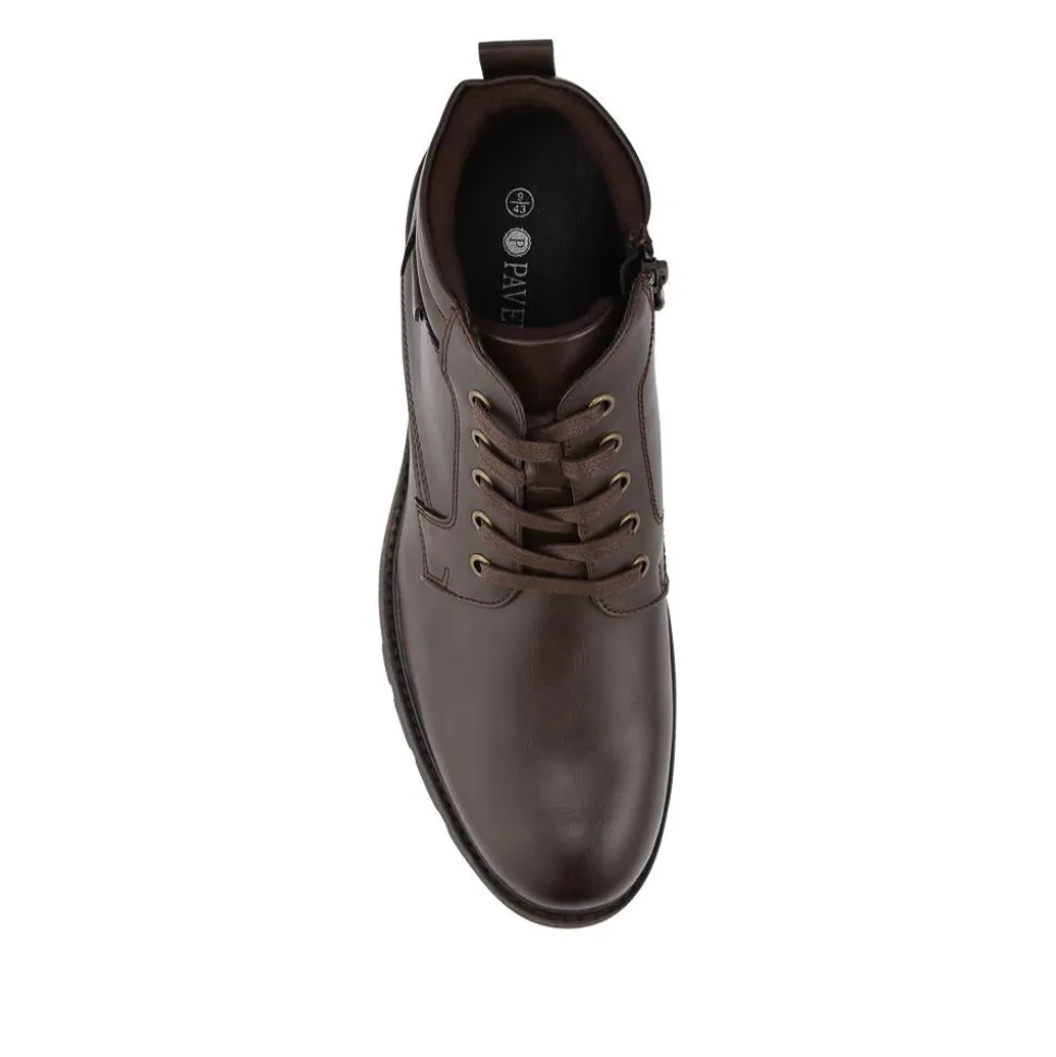 Memory Foam Lace Up Boots With Zip Fastening - Brown