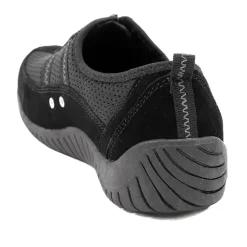 Memory Foam Leather Slip On Trainers - Black